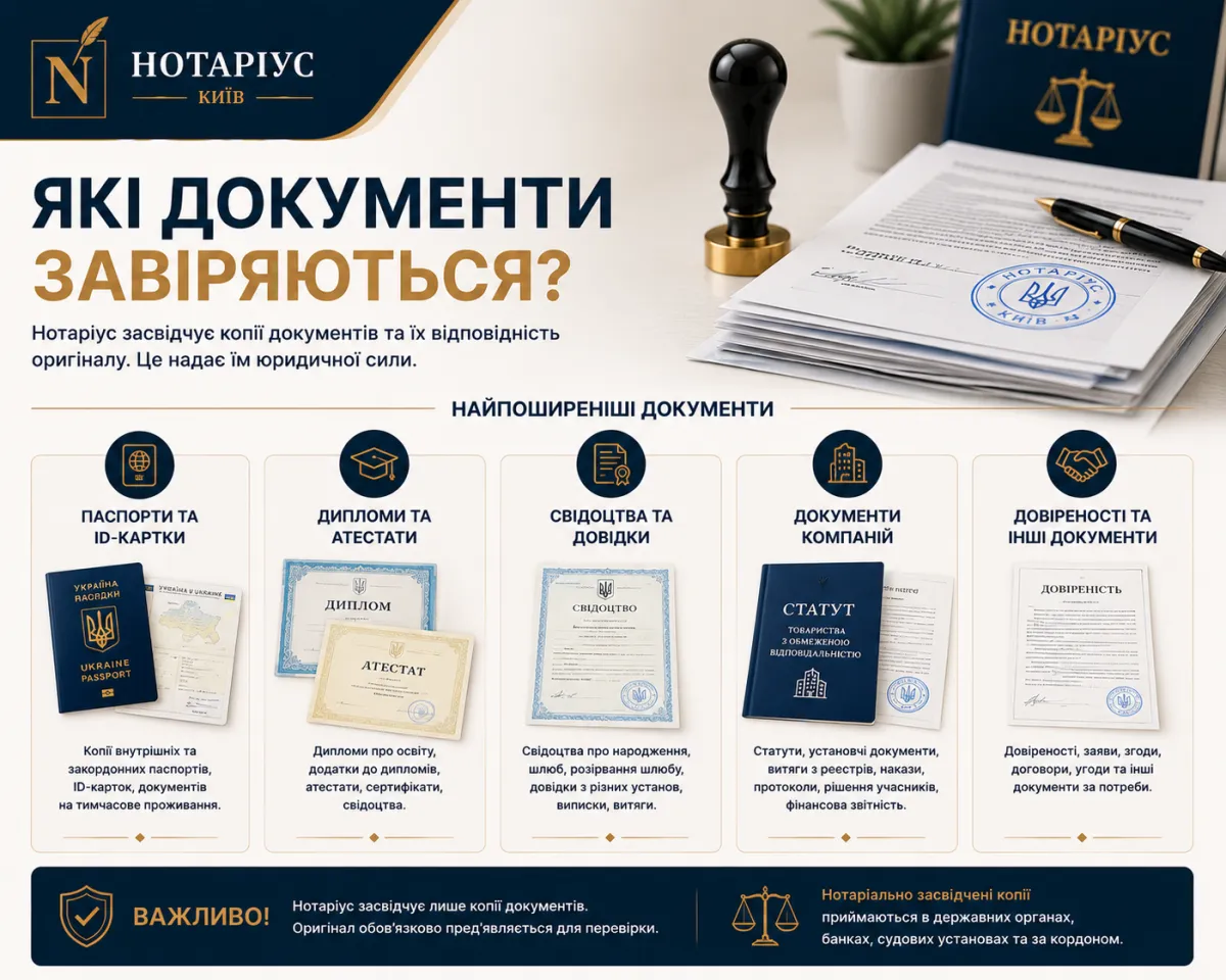 Document copy certification at a notary in Kyiv