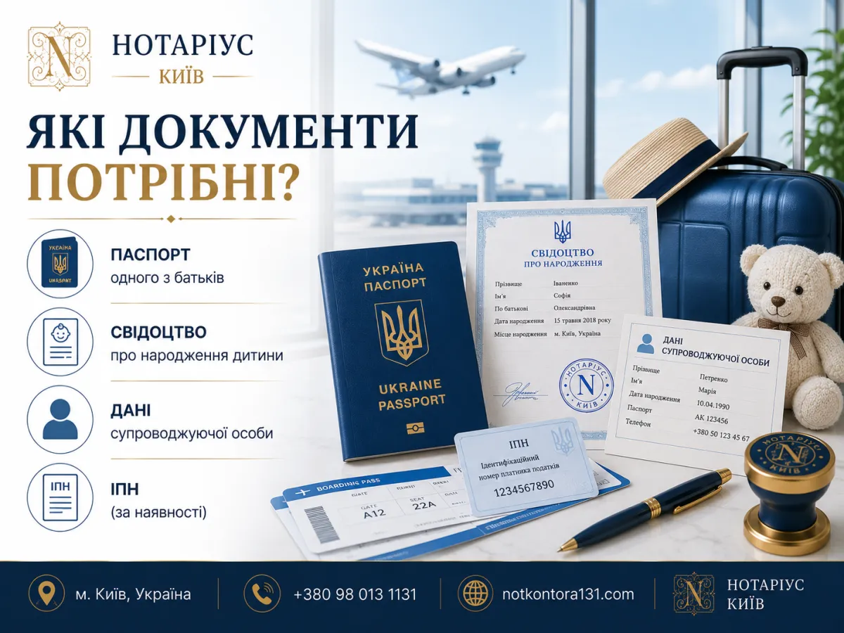 Issuing a notarized consent for a child to travel abroad in Kyiv