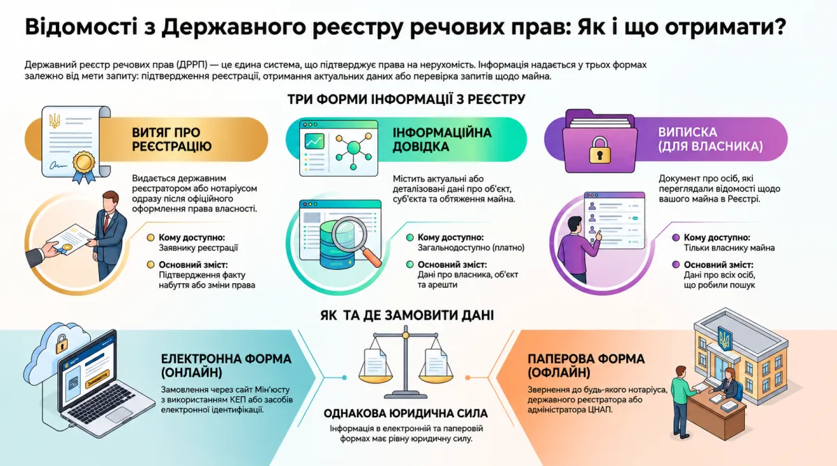 Інформація з Державного реєстру речових прав — витяг із ДРРП про зареєстровані права на нерухомість