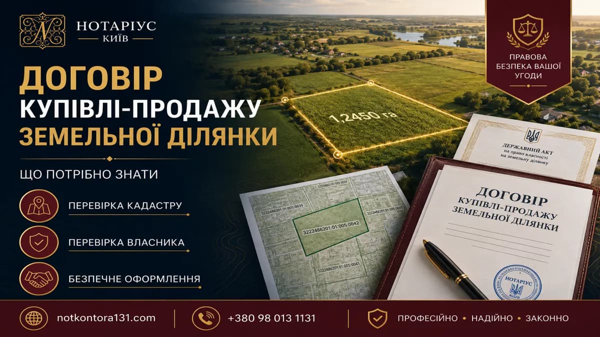 Договор купли-продажи земельного участка — превью статьи на сайте нотариуса в Киеве
