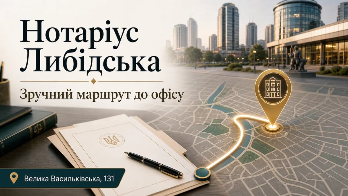Notary near Lybidska — walking distance from metro