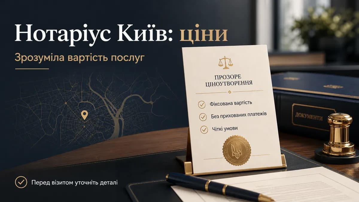 Нотаріус Київ ціни 2026 — актуальний прайс-лист на послуги