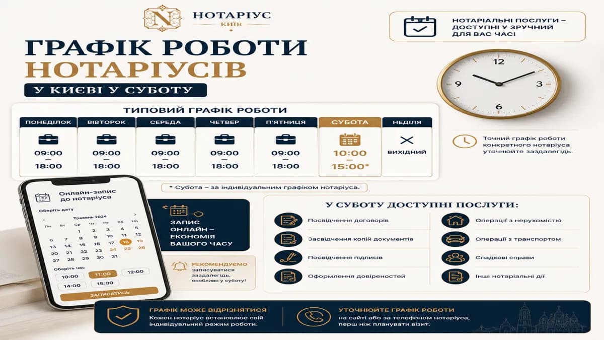 Приём у частного нотариуса в субботу в Киеве — оформление документов