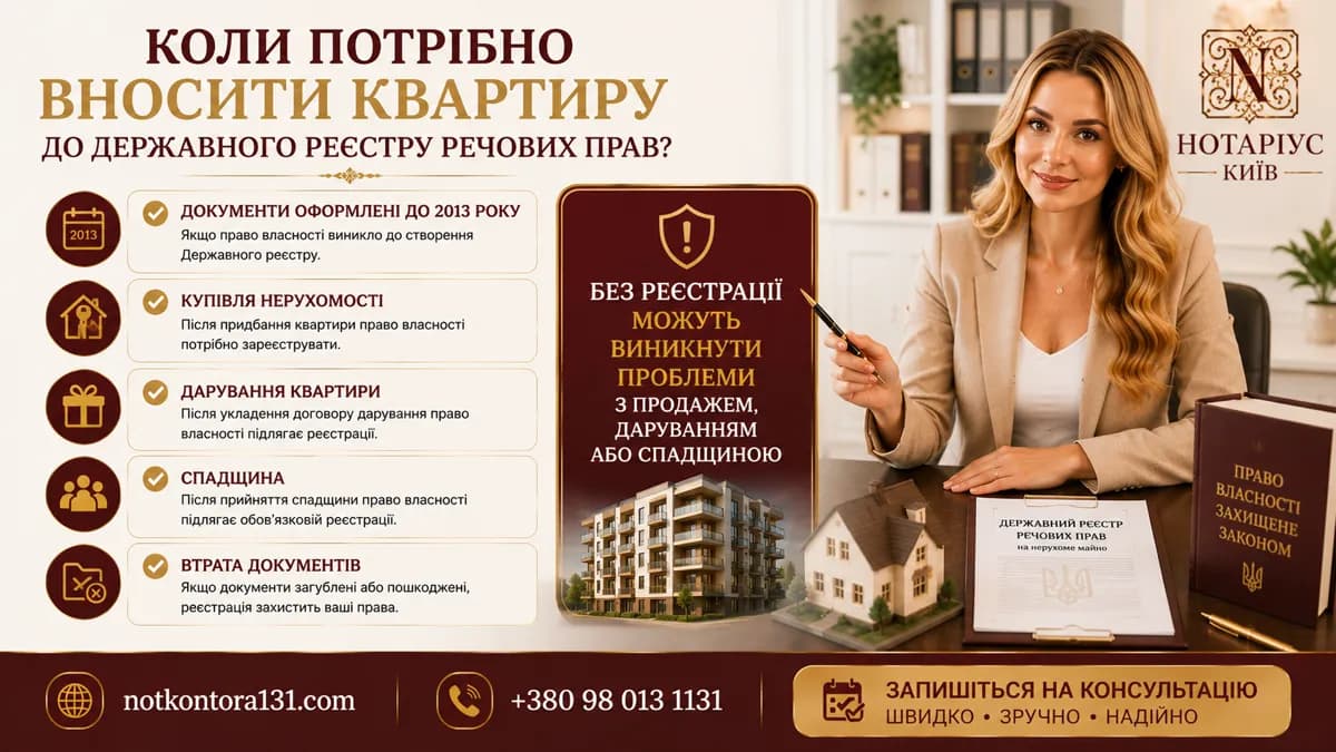 Реєстрація нерухомості в Державному реєстрі через нотаріуса в Києві