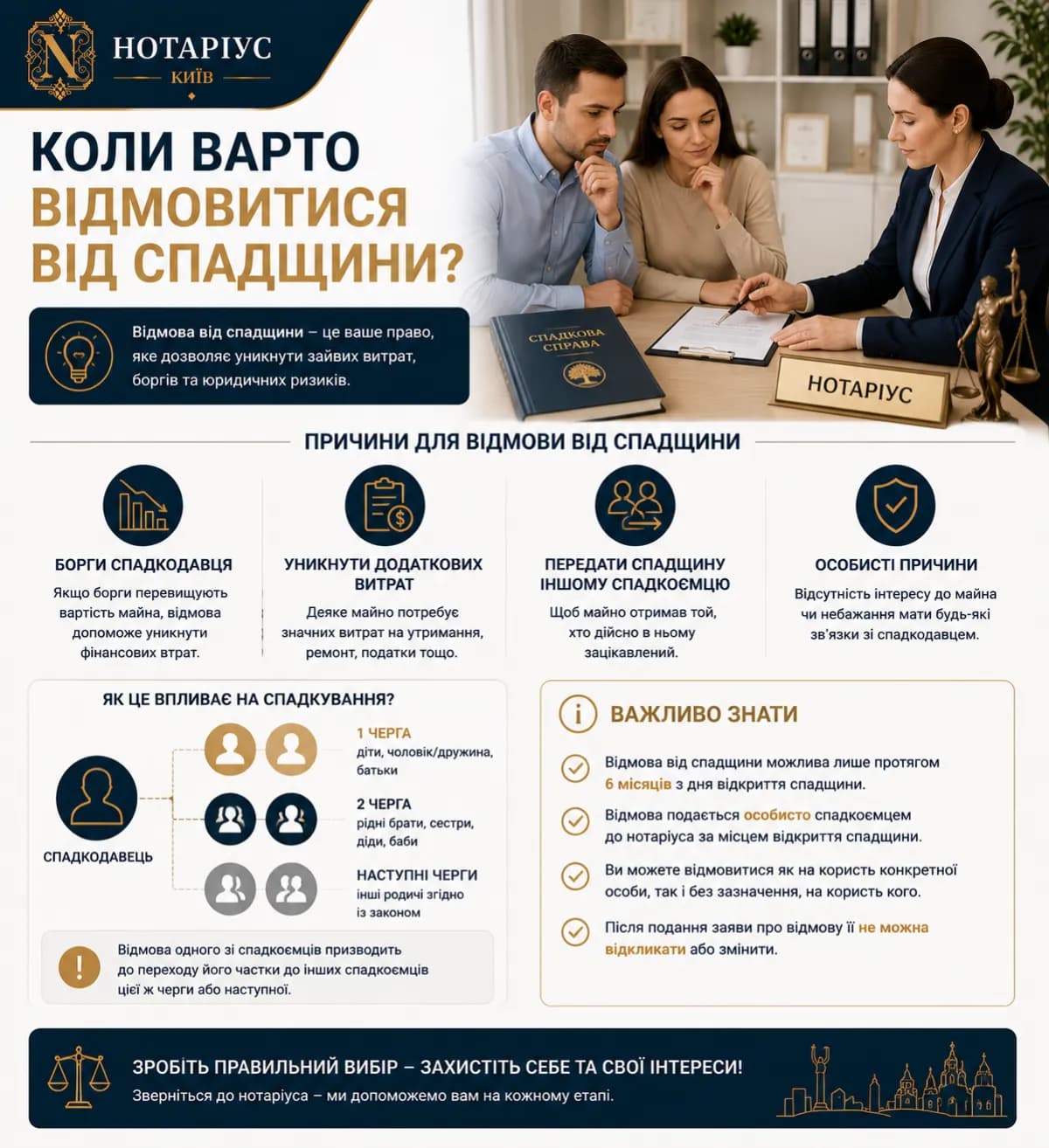 Отказ от наследства у нотариуса в Киеве