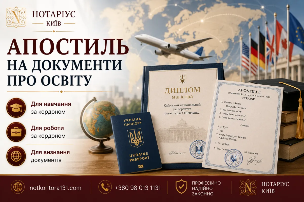 Апостиль в Україні 2026 — штамп апостиля з QR-кодом на нотаріальному документі