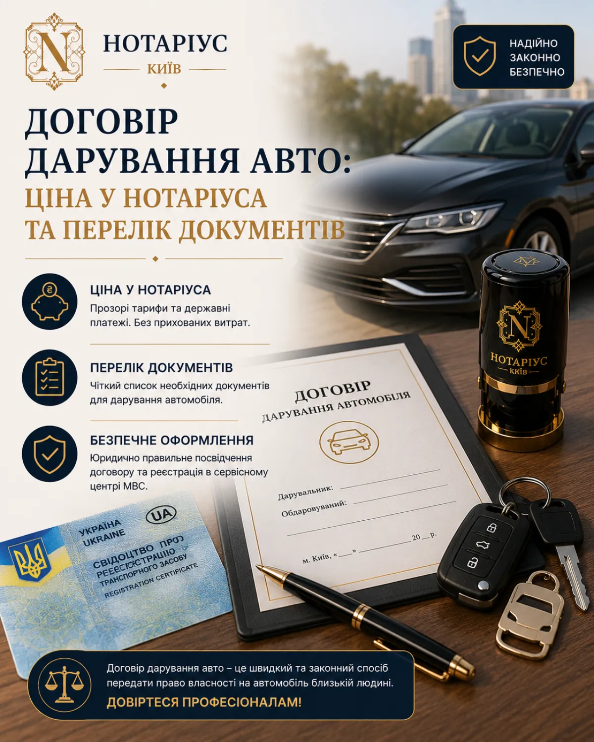 Договор дарения авто: цена у нотариуса — превью статьи
