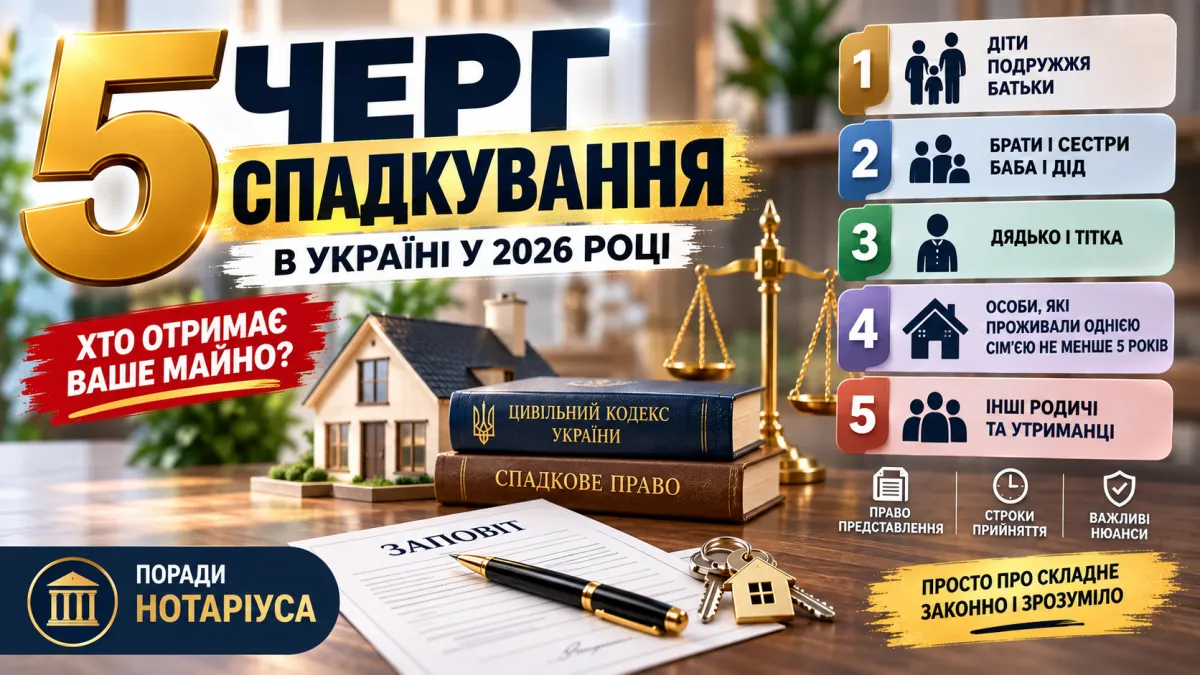 Пять очередей наследования по закону в Украине в 2026 году — схема очередности наследников