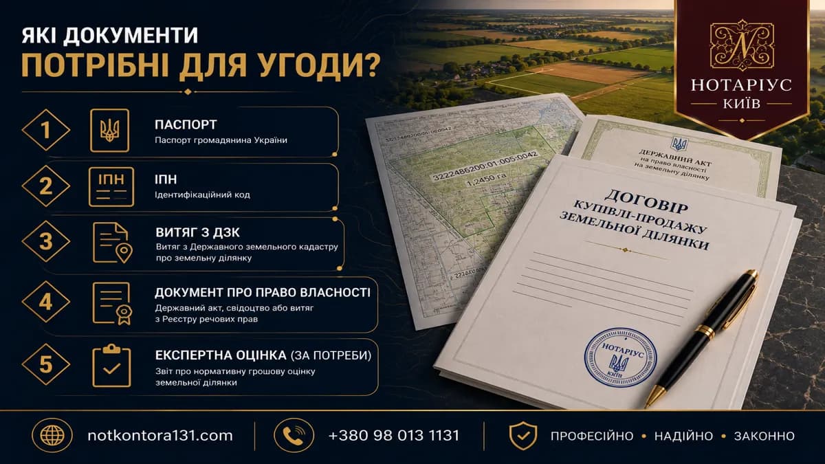 Документи необхідні для оформлення купівлі-продажу землі у нотаріуса