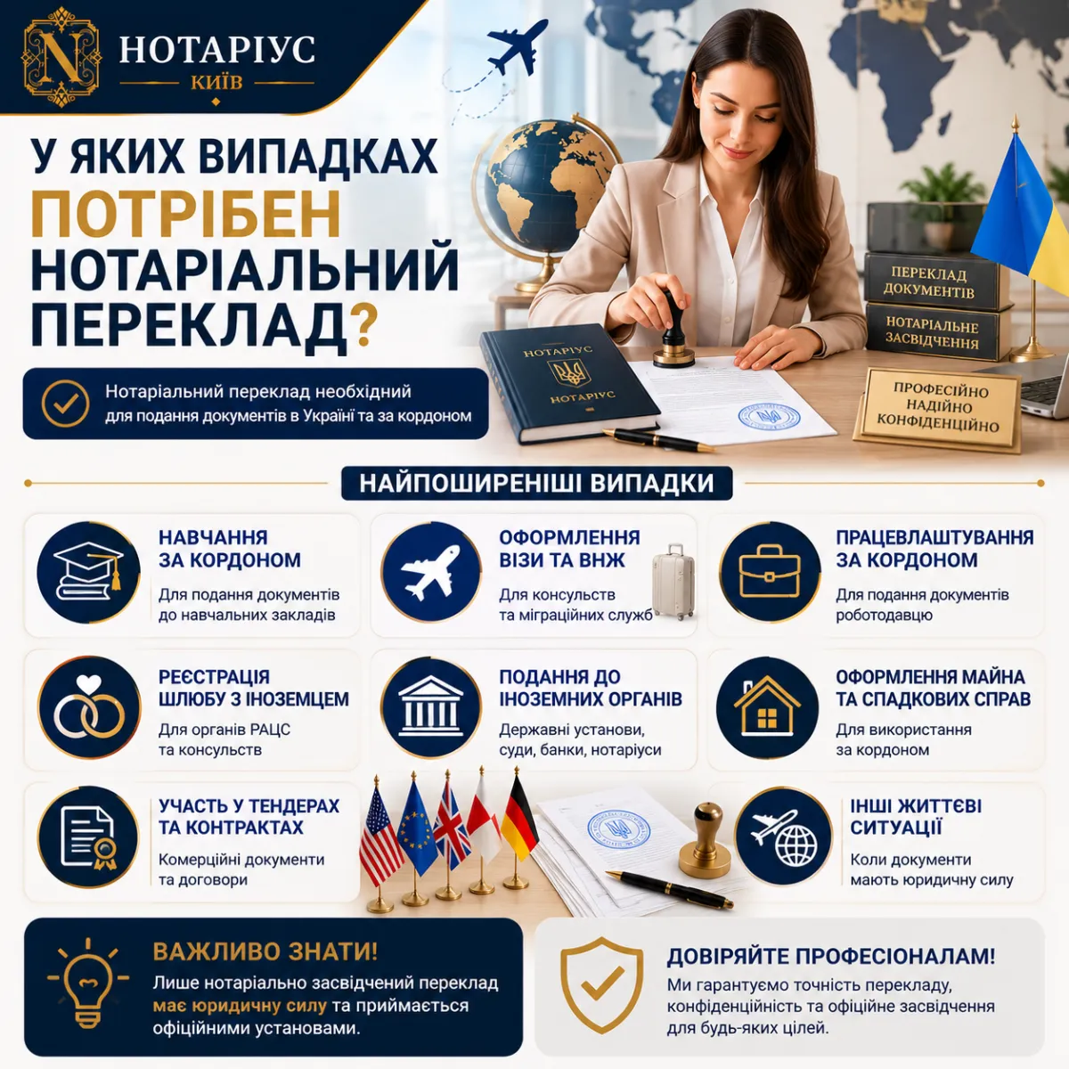 Какие документы требуют нотариального перевода в Киеве