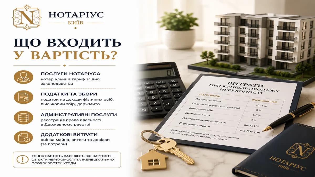 Структура расходов при нотариальном оформлении купли-продажи недвижимости в Киеве