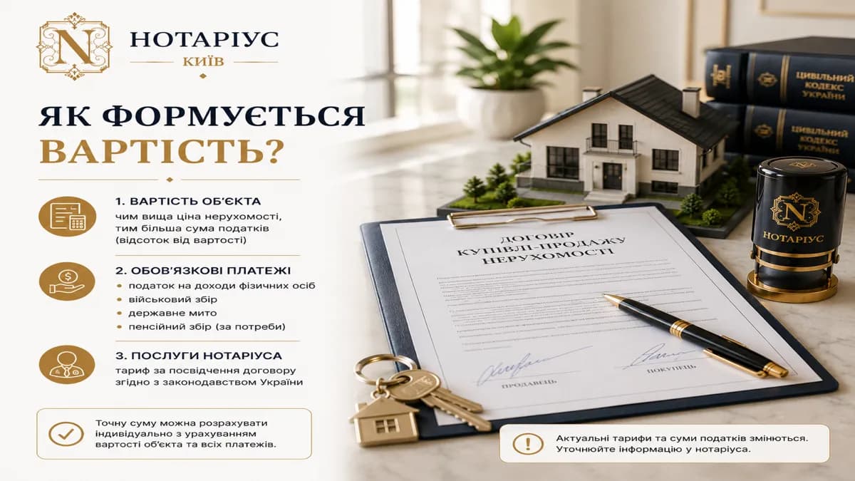 Регистрация права собственности и завершение сделки купли-продажи недвижимости у нотариуса в Киеве