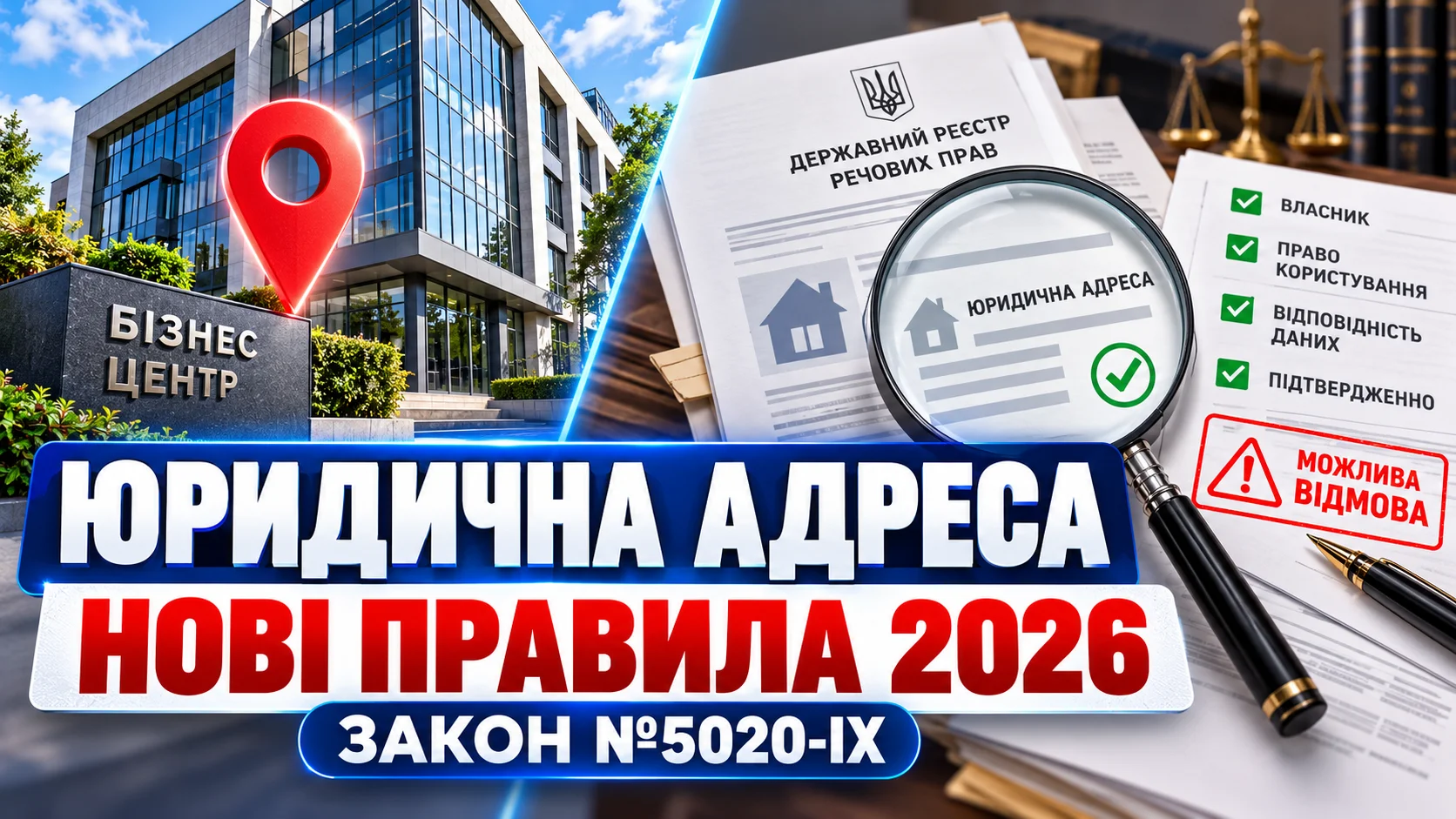 Юридична адреса компанії та перевірка прав на приміщення за Законом № 5020-IX