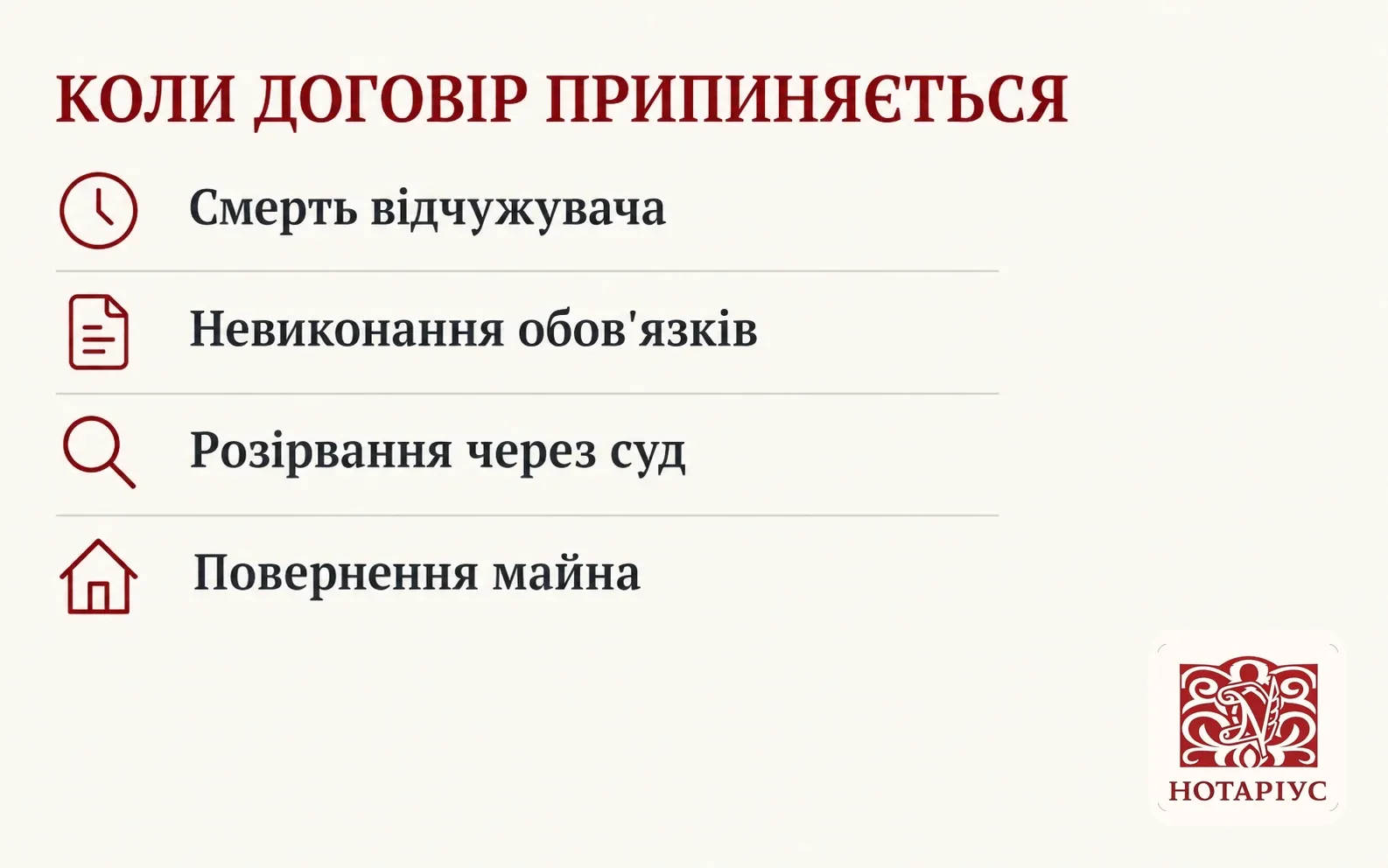 Коли припиняється договір довічного утримання: смерть відчужувача, невиконання обов’язків, розірвання через суд