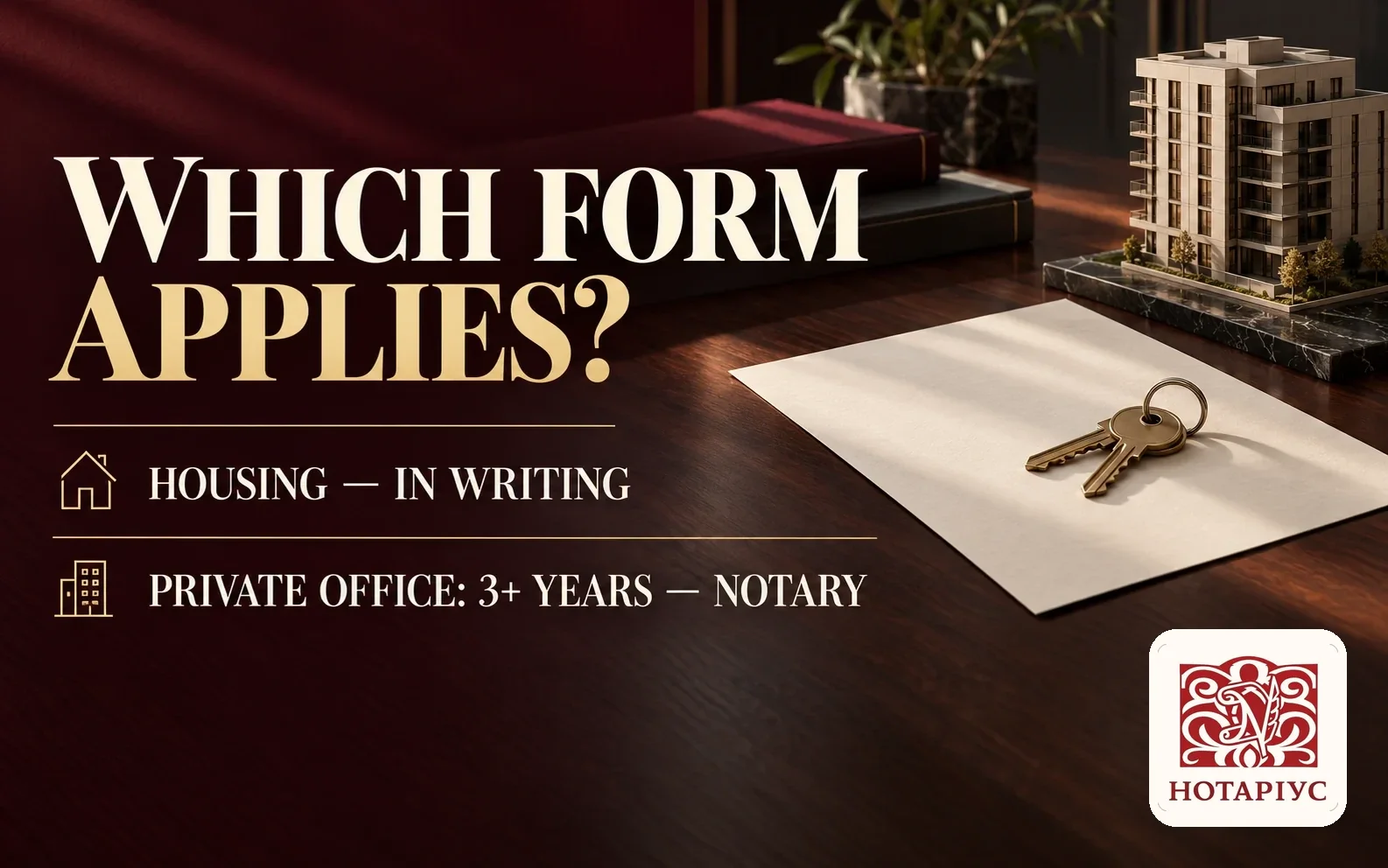 Which form applies: written lease and notarial certification