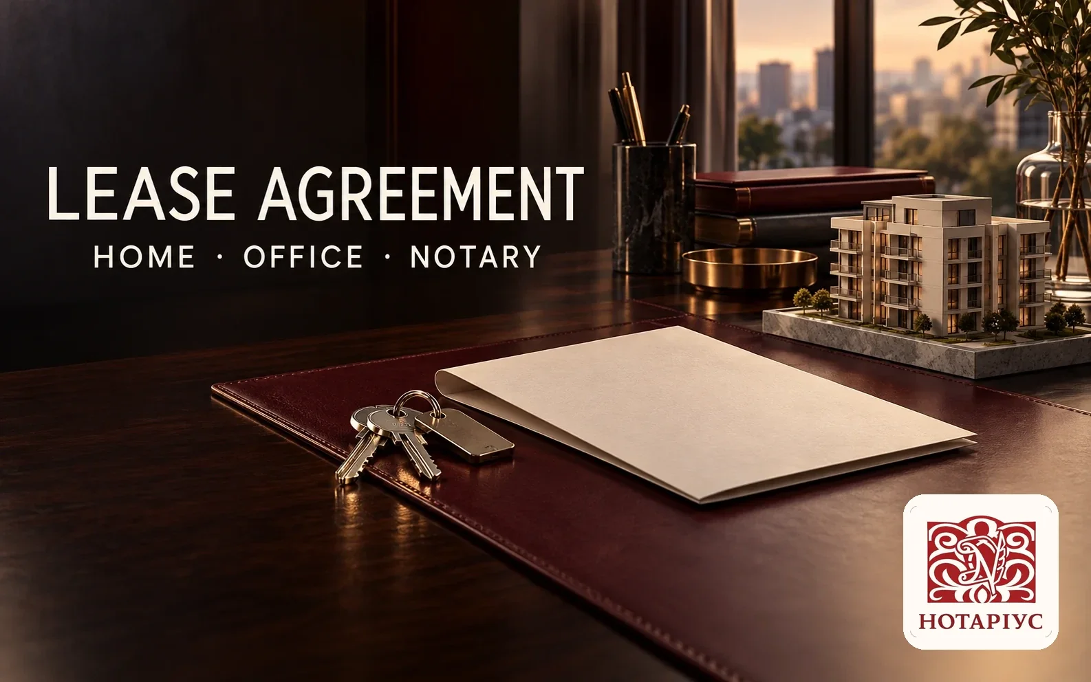Lease agreement: cover of the guide to form, notary and property handover
