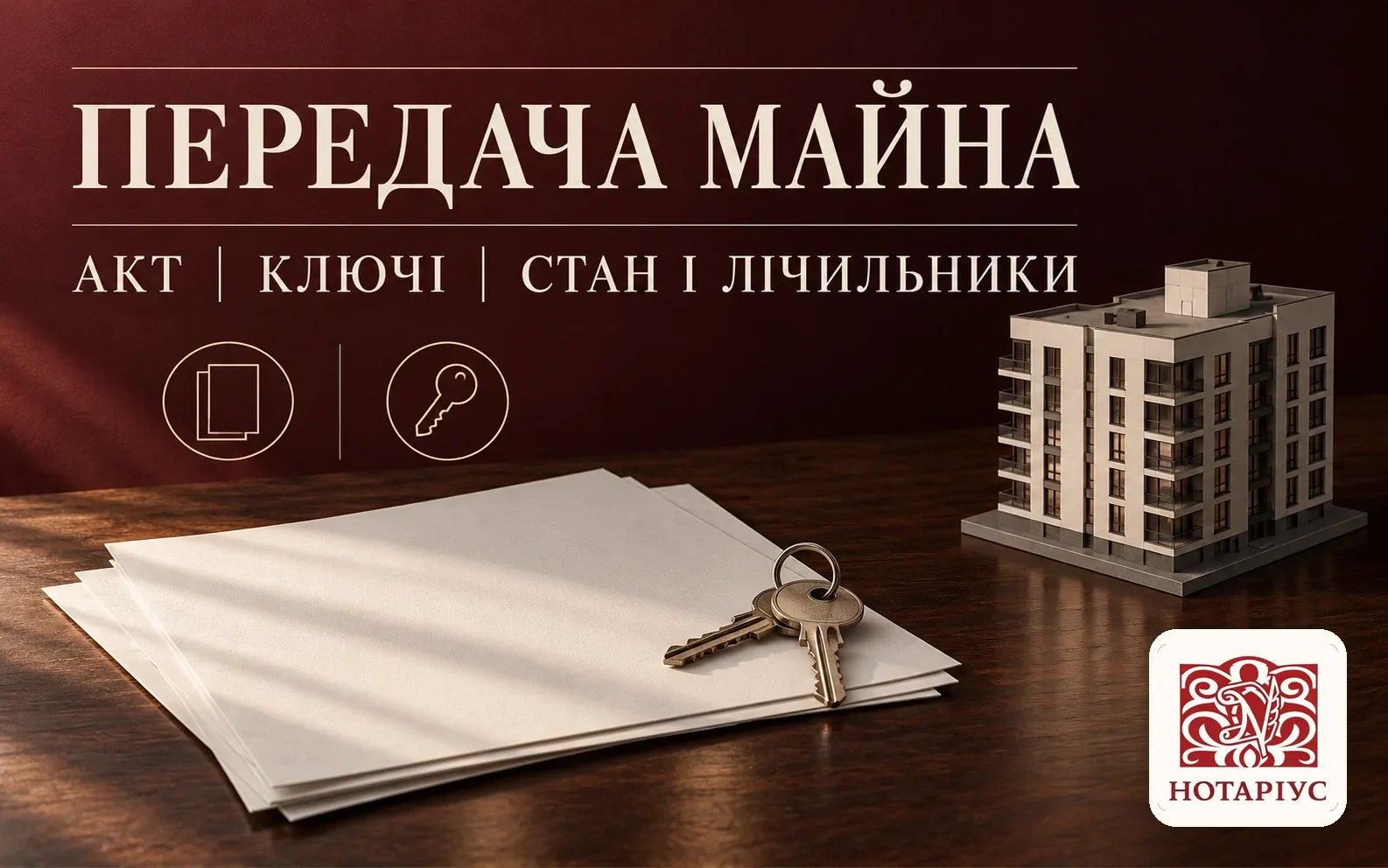 Передача майна за договором оренди: акт, ключі, стан і лічильники