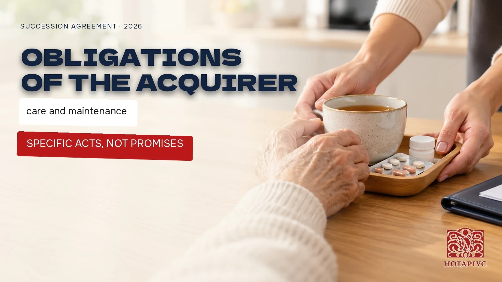 Obligations of the acquirer under a succession agreement: care and maintenance